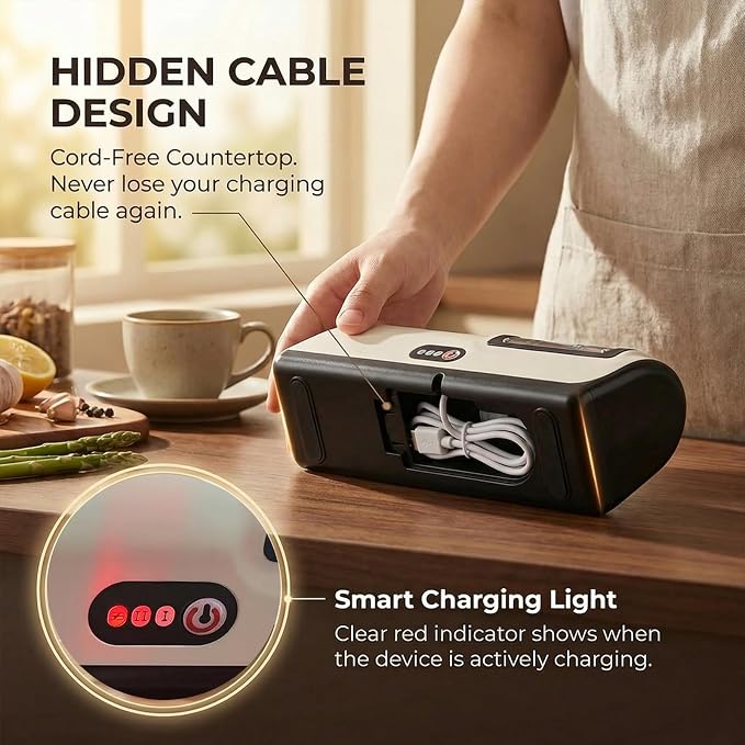Professional Kitchen Knife Sharpener, Cordless Electric 2-Stage Precision System - Image 5