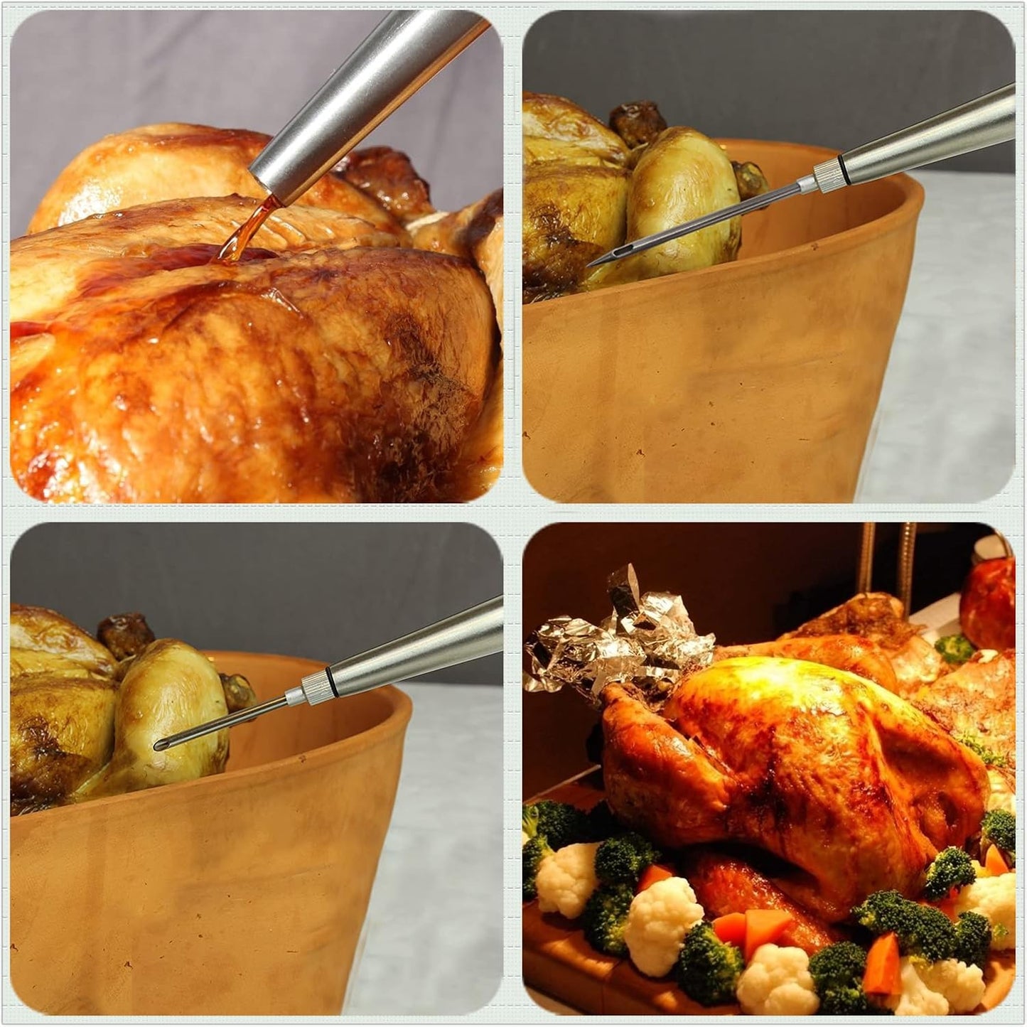 Best Utensils Stainless Steel Turkey Baster Commercial Grade Quality Silicone Bulb Including 2 Marinade Injector Needles And Brush For Easy Clean Up