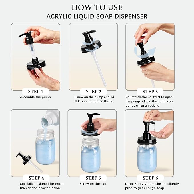 Amolliar Plastic Mason Jar Soap Dispenser - Image 7