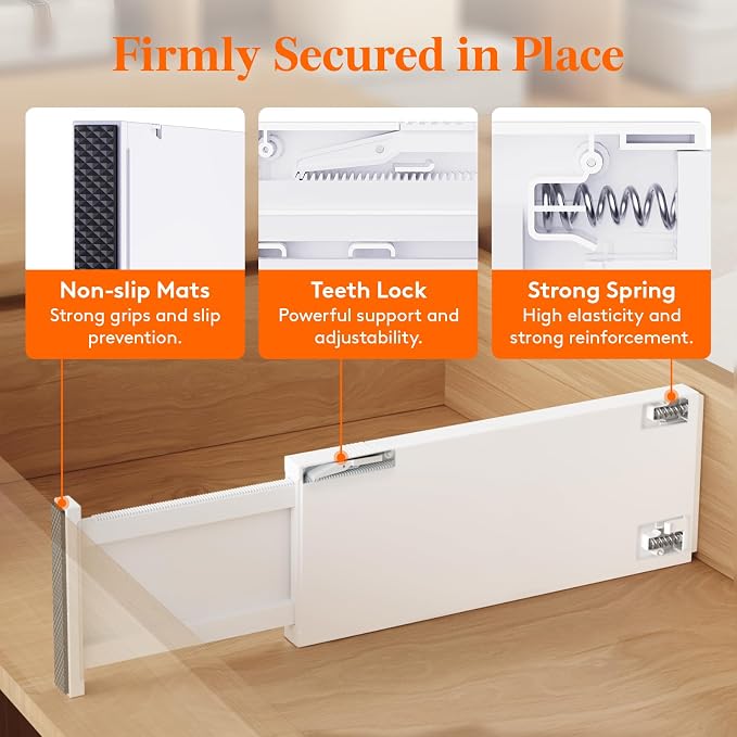 Lifewit 9 Pack 5" High Drawer Dividers 34-56cm/13.5-22" Adjustable Drawer - Image 4