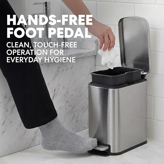 SIMPLI-Magic 6L/1.6G Stainless Steel Bathroom Trash Can - Image 3