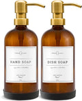 Vine Creations Amber Glass Soap Dispenser, 2 Pack Kitchen Soap Dispenser Set by VineCreations