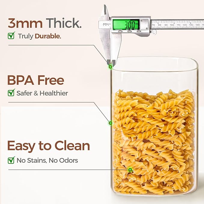 ComSaf 4.6Qt Glass Food Storage Containers, 1.2 Gallon Glass Flour and Sugar - Image 4