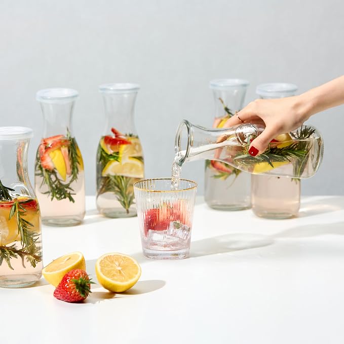 Glass Carafe Pitchers, by Kook, Mini Carafes- set of 6, Beverage Dispensers - Image 2