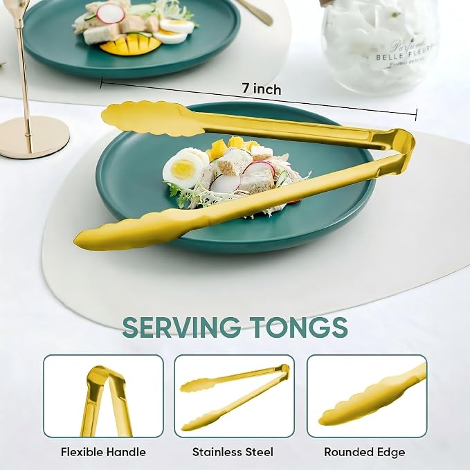 Buffet Tongs 7'' Inches Serving Tongs Heavy Duty Stainless steel Kitchen and - Image 2