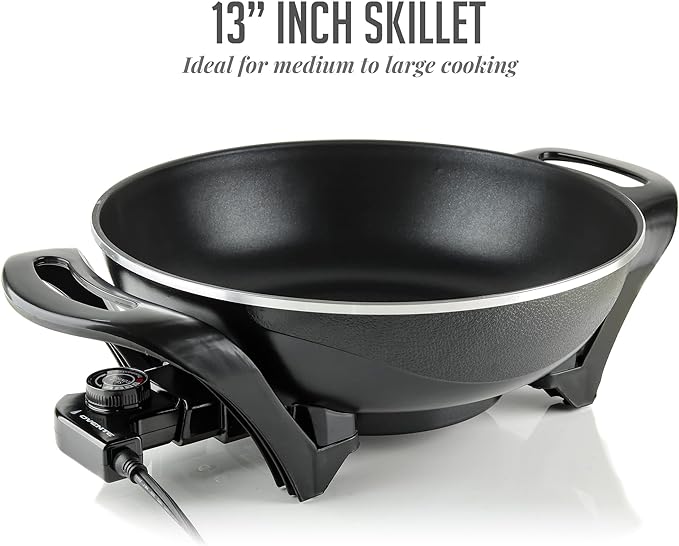 OVENTE Electric Wok with Nonstick Coating, 13 Inch Family-Sized Skillet - Image 2
