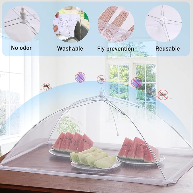 JULBEAR 4 Pcs Extra Large Mesh Food Cover Tent Umbrella Food Screen Covers - Image 3