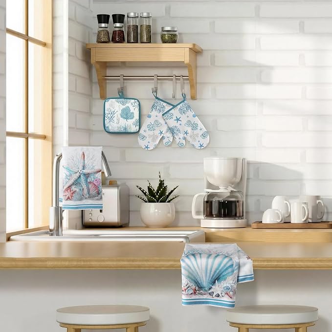 Jingmore 6 Pcs Kitchen Decor Set Accessorie Farmhouse Kitchen Towels Pot - Image 6