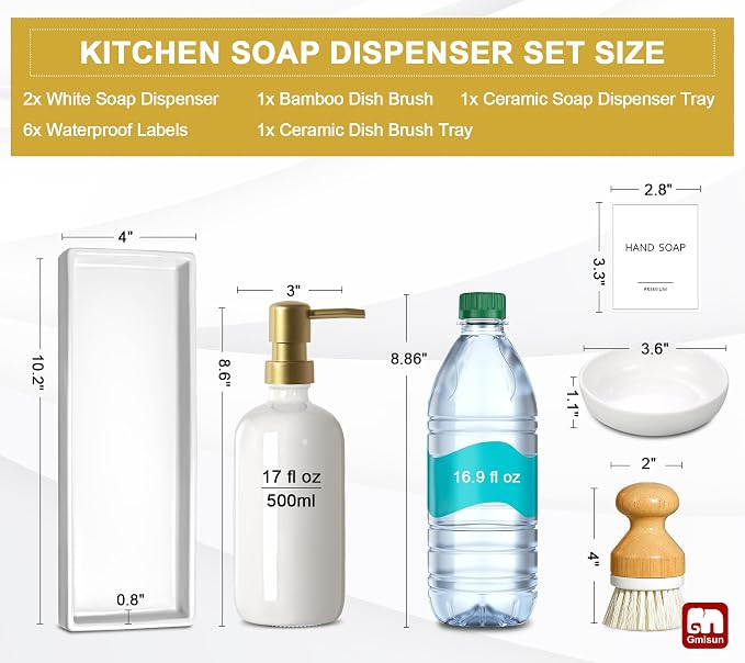 GMISUN Kitchen Soap Dispenser, 16 Oz Kitchen Dish Soap Dispenser Set - Image 3