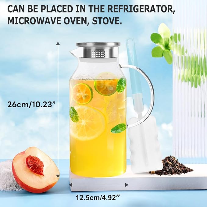 Yirilan Glass Pitcher, 90 oz/2.6 Liter Water Pitcher - Image 2