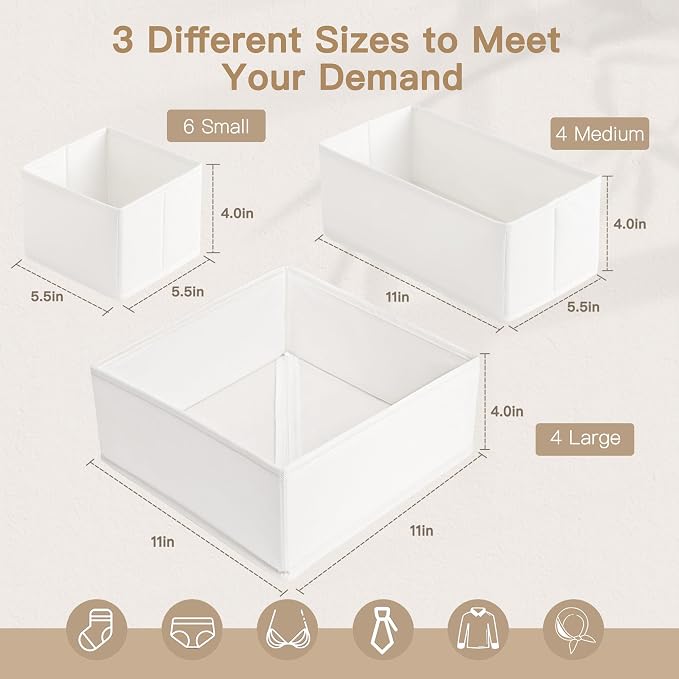 Criusia Drawer Organizer Clothes, 14 Pack Dresser Organizer - Image 3