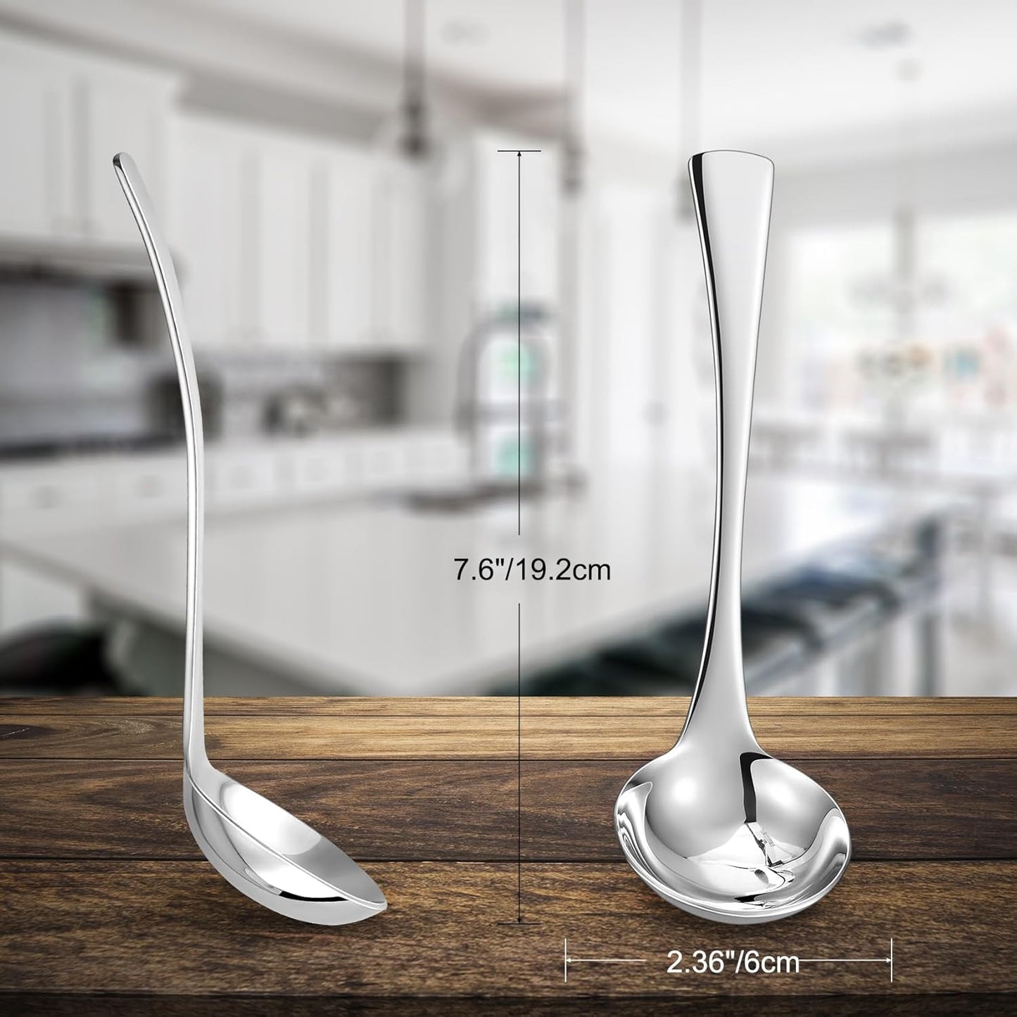 KEAWELL Austin Gravy Ladle, 18/10 Stainless Steel, 7.6 inch, Silver, Dishwasher Safe (2)