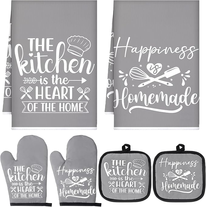 Sratte 6 Pcs Kitchen Decor Accessories Set Farmhouse Towels Pot Holders Oven by Sratte