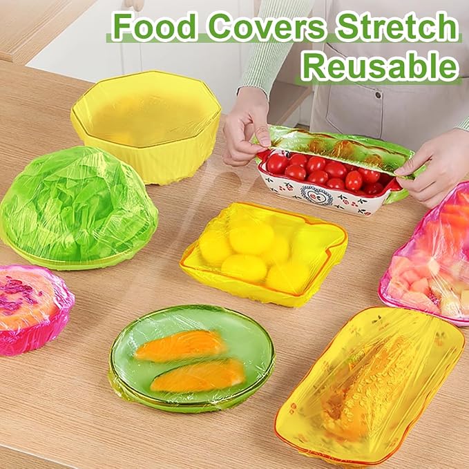 Mwellewm Bowl Covers Reusable Elastic Plastic Wrap - Image 2