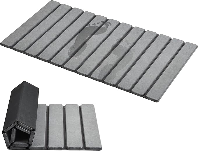 AWW Foldable Stone Bath Mat, Quick Dry Diatomaceous Earth Bath Mat by AWW