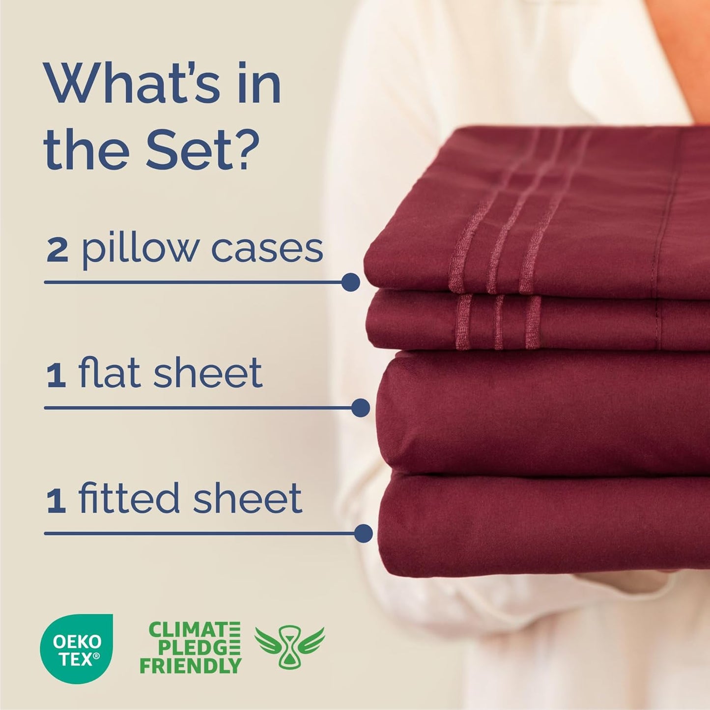 Queen Size 4 Piece Sheet Set - Comfy Breathable & Cooling Bed Sheets Set - Hotel Luxury Bedding for Women, Men, Kids, Teens, Boys & Girls - Deep Pockets, Ultra-Soft, Wrinkle Free - Oeko-Tex - Burgundy