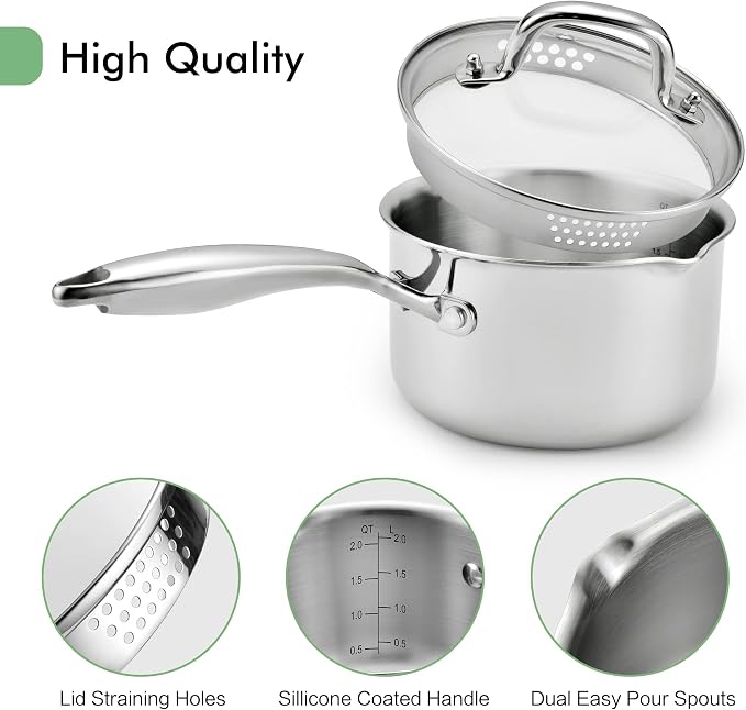 2.0 Quart Stainless Steel Pot Saucepan - Image 4