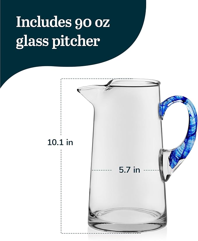 Libbey Cabos Large Glass Pitcher, 90 Oz Handcrafted Glass Water Pitcher - Image 3