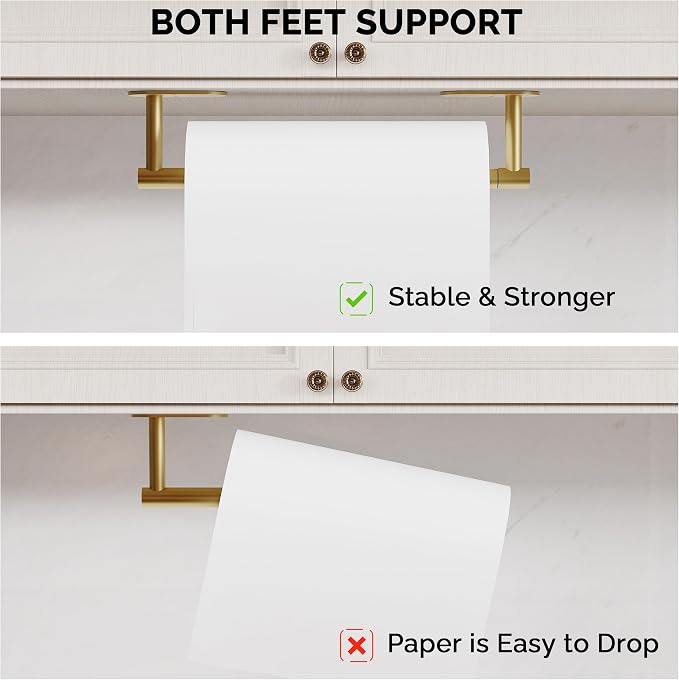 Paper Towel Holder Under Cabinet, Self Adhesive or Wall Mounted SUS304 - Image 3
