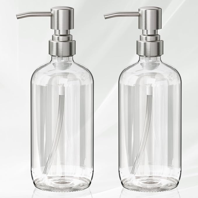 AmazerBath Soap Dispenser, 2 Pack Glass Soap Dispenser by AmazerBath