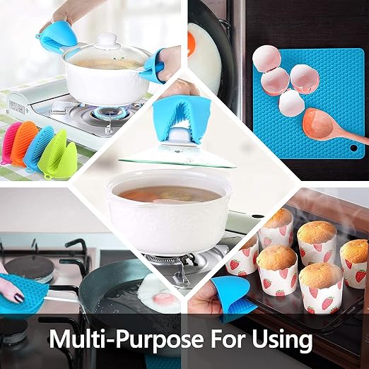 Silicone Oven Mitts and Pot Holders Set, MTZRFLL Extra Long Heat Resistant Oven - Image 5