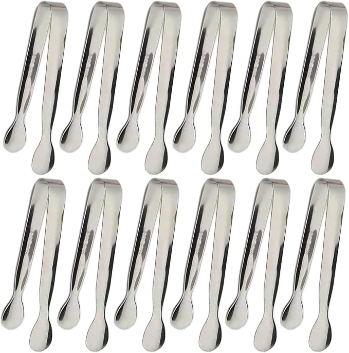 12PCS Ice Tongs Mini Sugar Tongs 4.25Inch Stainless Steel Small Serving Tong by Sunenlyst