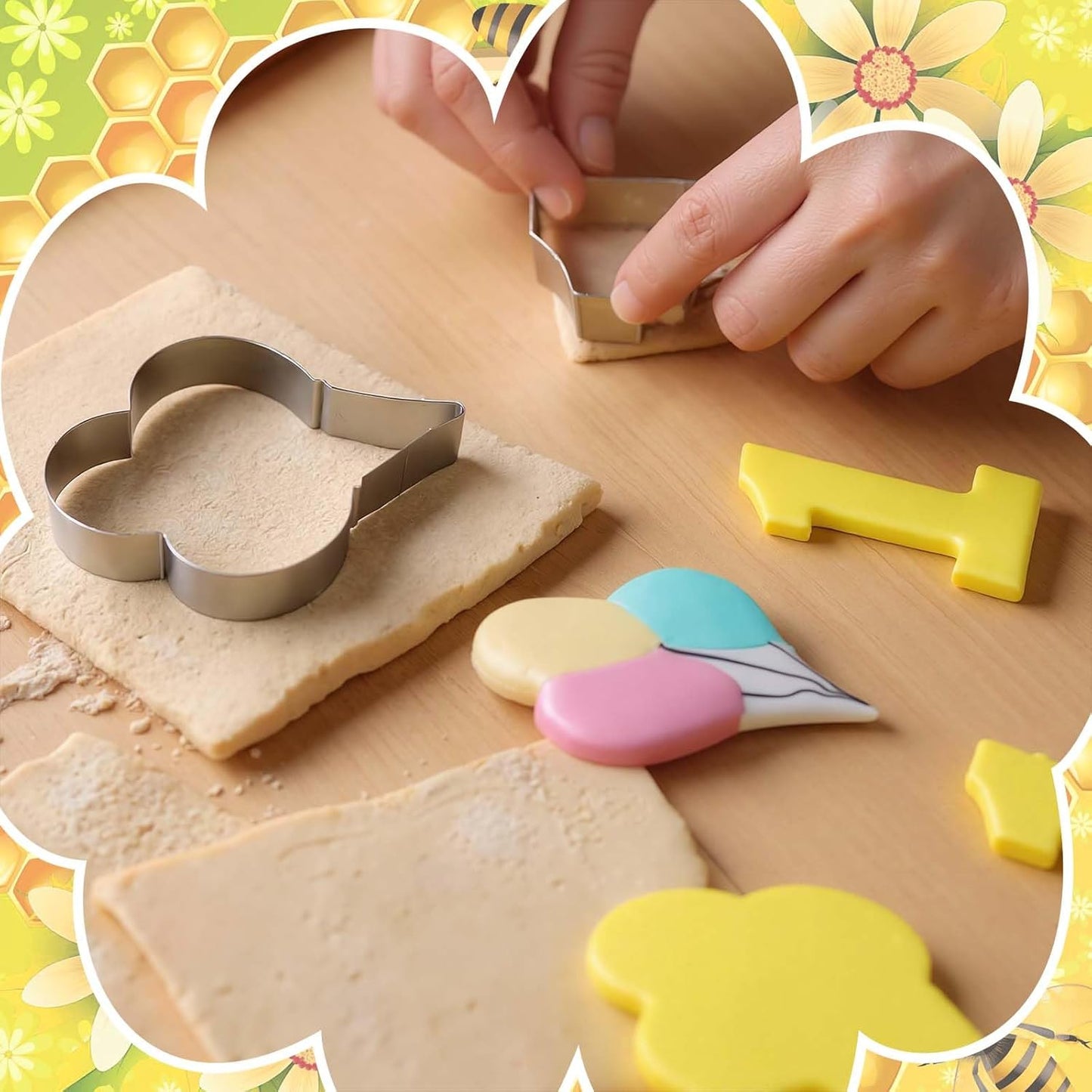 Honeydak 2 Pcs 5 Inch Balloon Cookie Cutter Number 1 Cookie Cutter Metal Birthday Cake Mold Fondant Cake Mold for School Party 1 Birthday One-year Anniversary Supplies