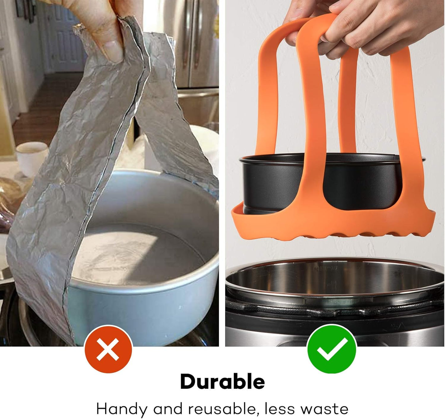 SiCheer Pressure Cooker Sling Silicone Bakeware Sling Compatible with Instant Pot 6 Qt / 8Qt, Compatible with Other Brand Multi-Function Cookers