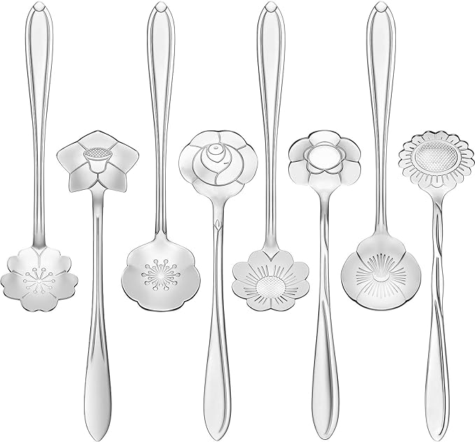 Chengu 8 Pieces Flower Coffee Tea Spoons Stainless Steel Sugar Spoons Tea Party by CHENGU
