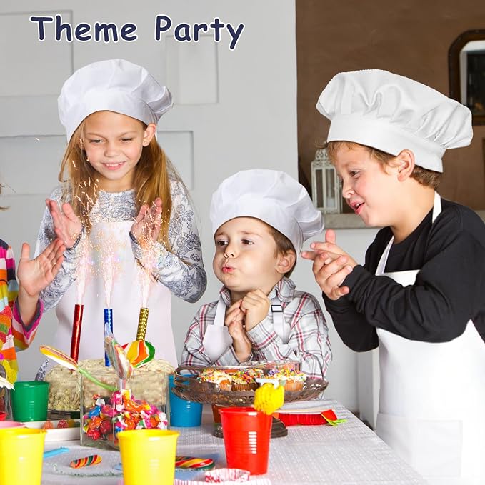Kids Apron and Chef Hat Set, 16 Pieces Boys Girls Kids Apron - Image 5