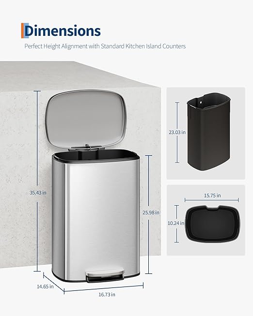 GarveeHome 13 Gal & 2.6 Gal Trash Can Combo Set, Kitchen Trash Can and Bathroom - Image 7
