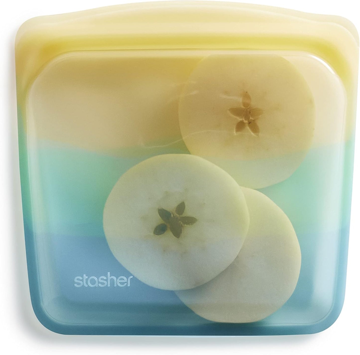 Stasher Premium Silicone Reusable Food Storage Sandwich Bag, Yellow Sea, Microwave, Sous Vide, Dishwasher, Oven and Freezer Safe, BPA Free, Leak-free, Eco-friendly, 28 Oz