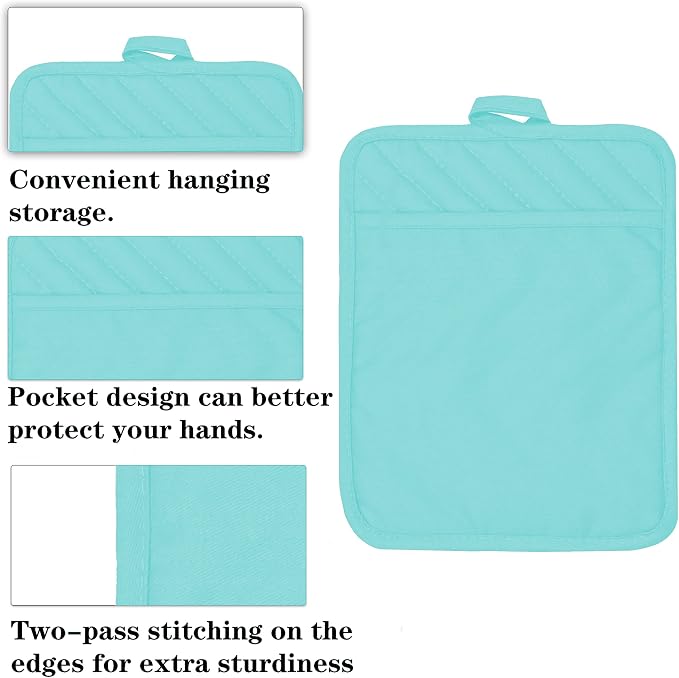 Oven Pot Holder with Pocket Cotton Heat Resistant Coaster Potholder Kitchen Hot - Image 3