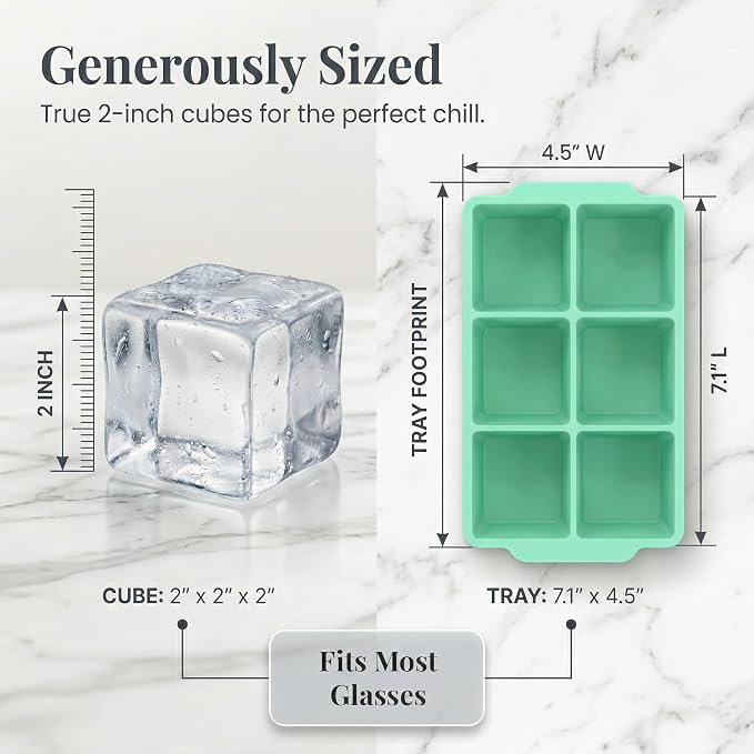 KitchFort Large Silicone Ice Cube Tray, Easy Release 2" Big Ice Cubes - Image 8