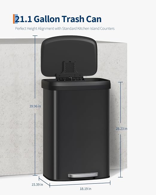 Garvee 21 gal / 80 L Metal Trash Can - Image 6