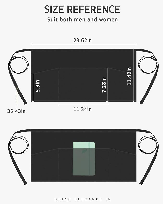 Syntus Server Apron for Men Women, Waitress Waist Apron - Image 2