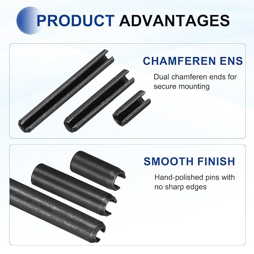 MECCANIXITY 120Pcs Slotted Split Roll Pins 1/10 Inch Dia. 1 Inch Length 65Mn - Image 3