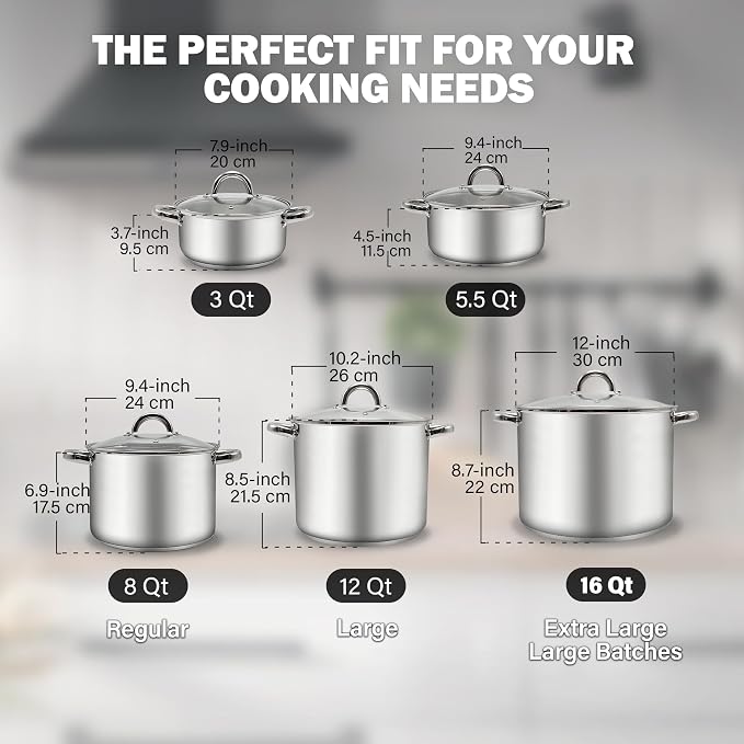 Cook N Home 3-Quart Stainless Steel Pot, Small Stock Pot - Image 2