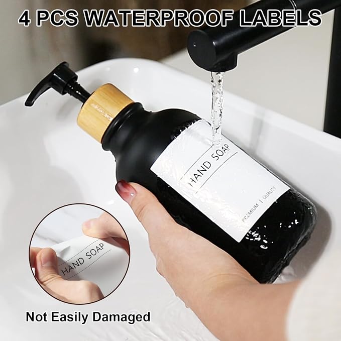 KASUNTING Black Soap Dispenser, 4 Pack Hand Soap Dispenser Bathroom - Image 5