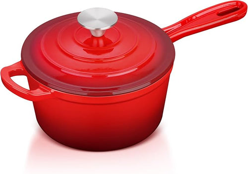 1 Quart Saucepan with Lid, Leonyo Enameled Cast Iron Sauce Pan with Lid by Leonyo
