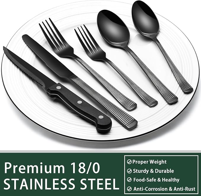 EWFEN 24-Piece Black Silverware Set - Image 5