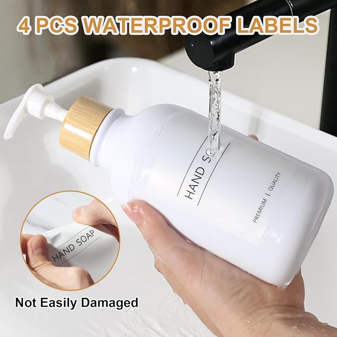 KASUNTING White Soap Dispenser, 2 Pack Plastic Bathroom Hand Soap and Lotion - Image 4
