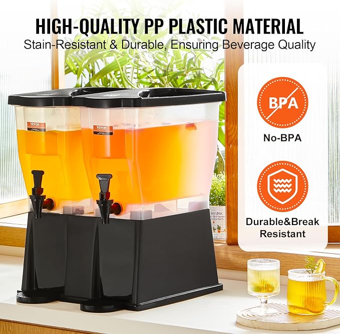 VEVOR Beverage Dispenser, 3 Gallon x 2 Drink Dispensers - Image 4