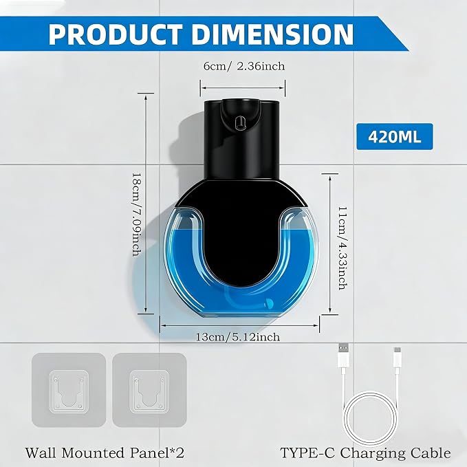Automatic Soap Dispenser Touchless, Rechargeable Foaming Soap Dispenser - Image 2
