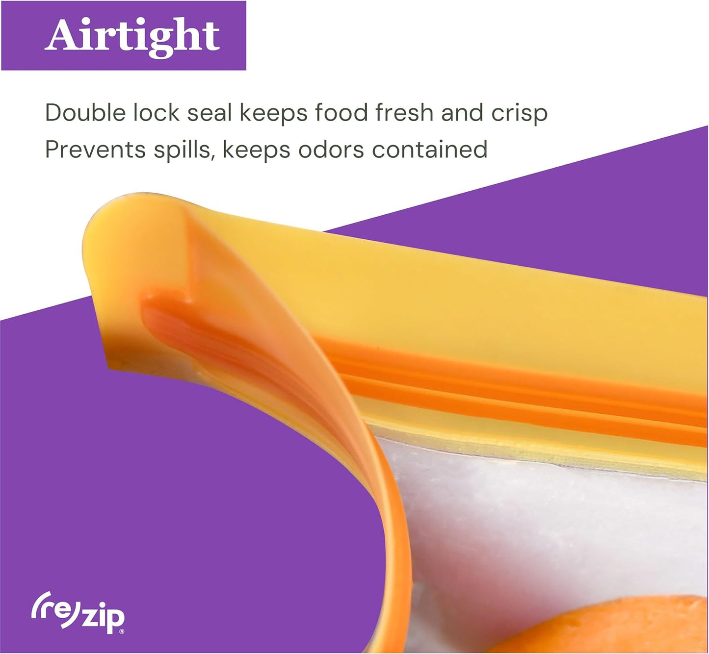 (re) zip Half Gallon Reusable Storage Bags | BPA-Free, Leak proof, Airtight, 100% Food-Grade for Lunch Meat, Food Storage and Freezer Use, 64 Ounces | 4-Pack