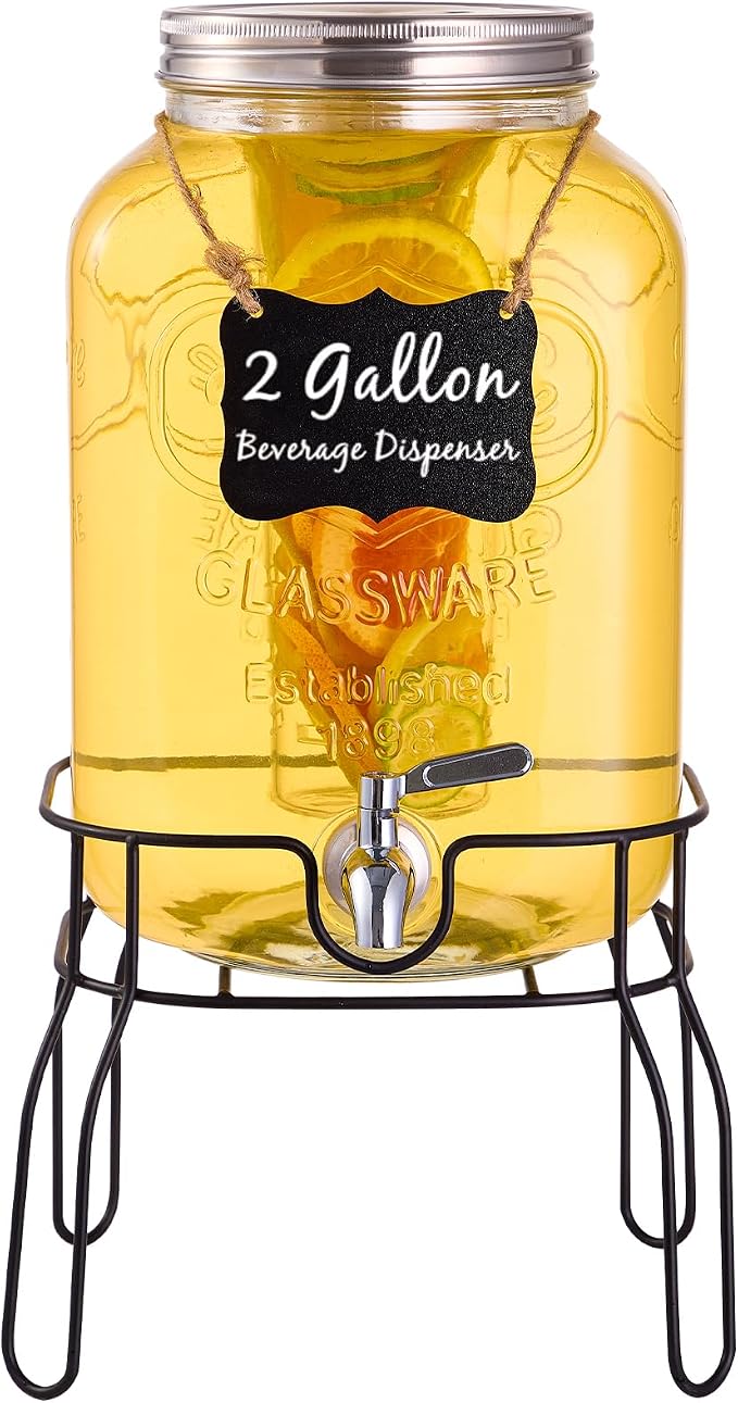 2 Gallon Glass Drink Dispensers by Unknown