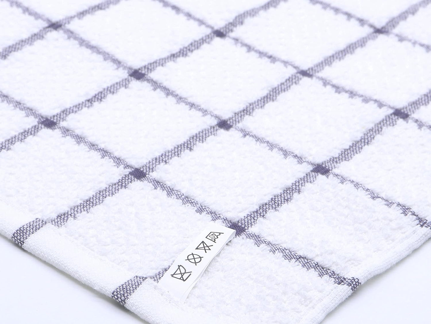 Cotton Grid Dish Cloths, Terry Cleaning Rags, 12 x 12 Inches, Light and Soft, Quick Drying Dish Rags, 8pc/Set (Purple)