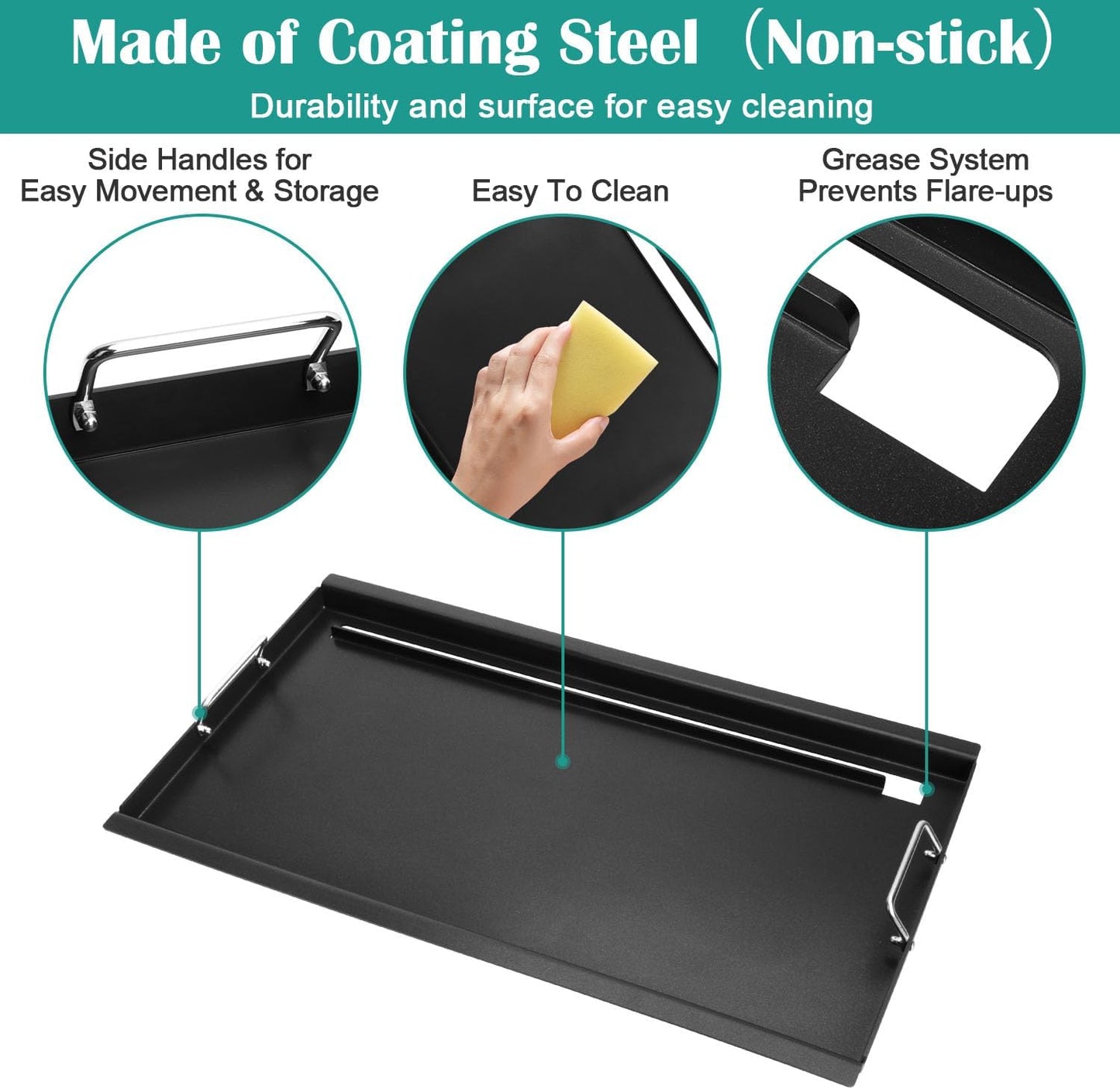 Full Size Griddle Inserts for Char-Broil Performance 6 Burner Series, Flat Top Griddle for Charbroil 463245917 463276517 466245917, 463347017 463238218 Grill, Replace for G470-0002-W1 G470-0003-W1