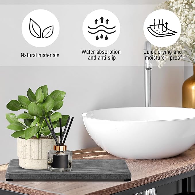3PCS Water Absorbing Stone Tray, Fast Drying Stone Sink Tray, Stones Soap Trays - Image 4