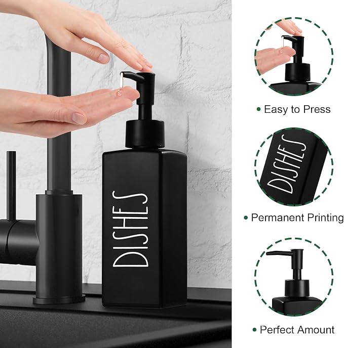 Dish Soap Dispenser, Matte Black Soap Dispenser - Image 3